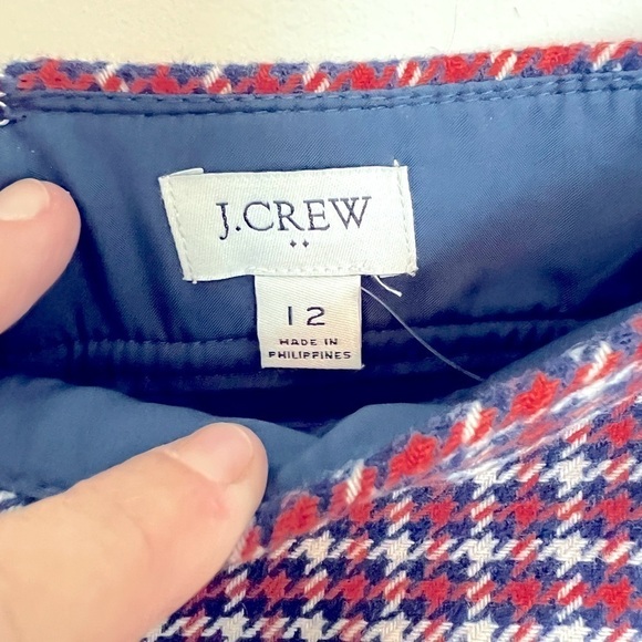 J. Crew Red and Navy Wool Houndstooth Skirt size 12 - Picture 4 of 7